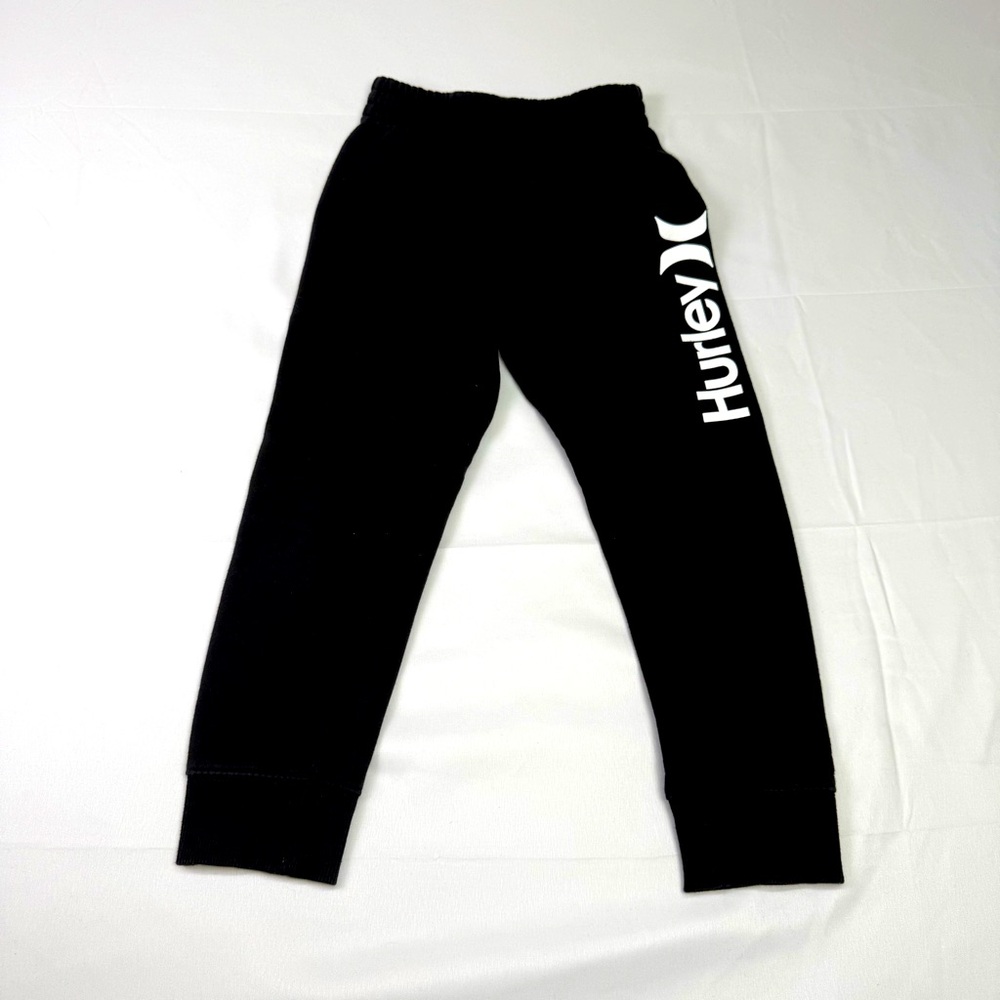 Hurley Kids Black Fleece Sweatpants with white Logo‎ Boys Size 6